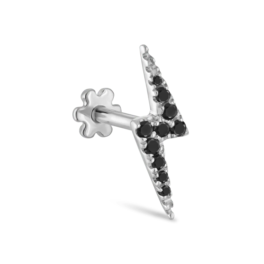 Black Diamond Lightning Bolt Threaded Stud Earring