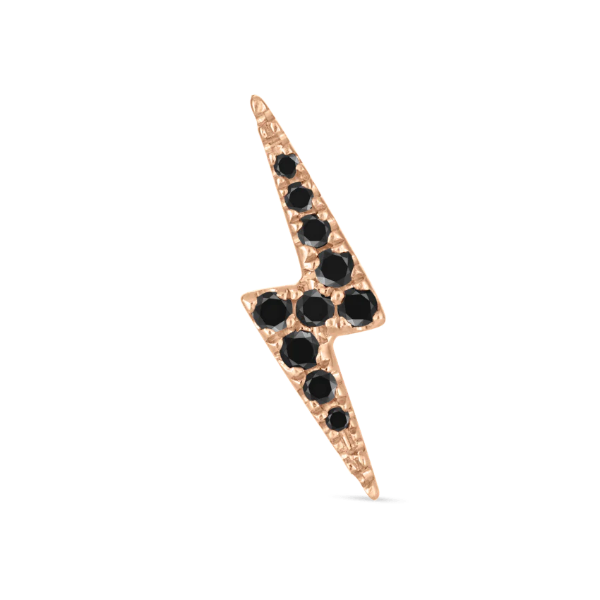 Black Diamond Lightning Bolt Threaded Stud Earring - Image 15