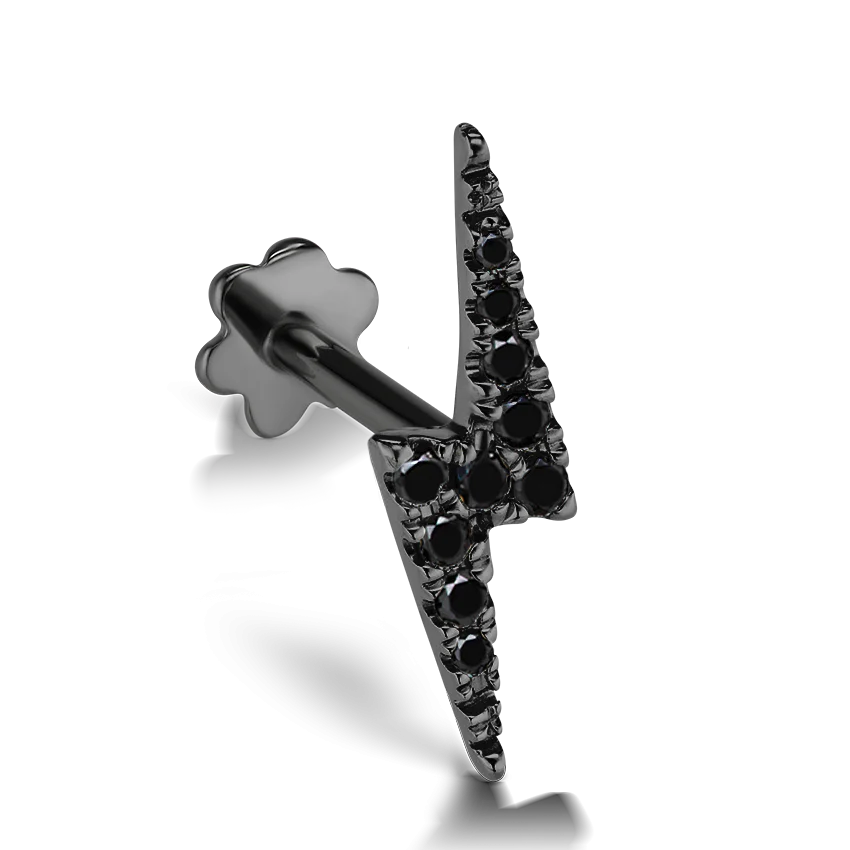 Black Diamond Lightning Bolt Threaded Stud Earring - Image 16