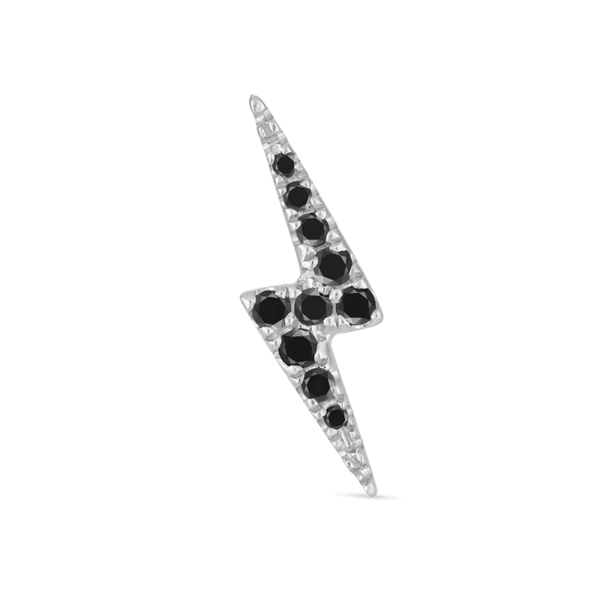 Black Diamond Lightning Bolt Threaded Stud Earring - Image 5