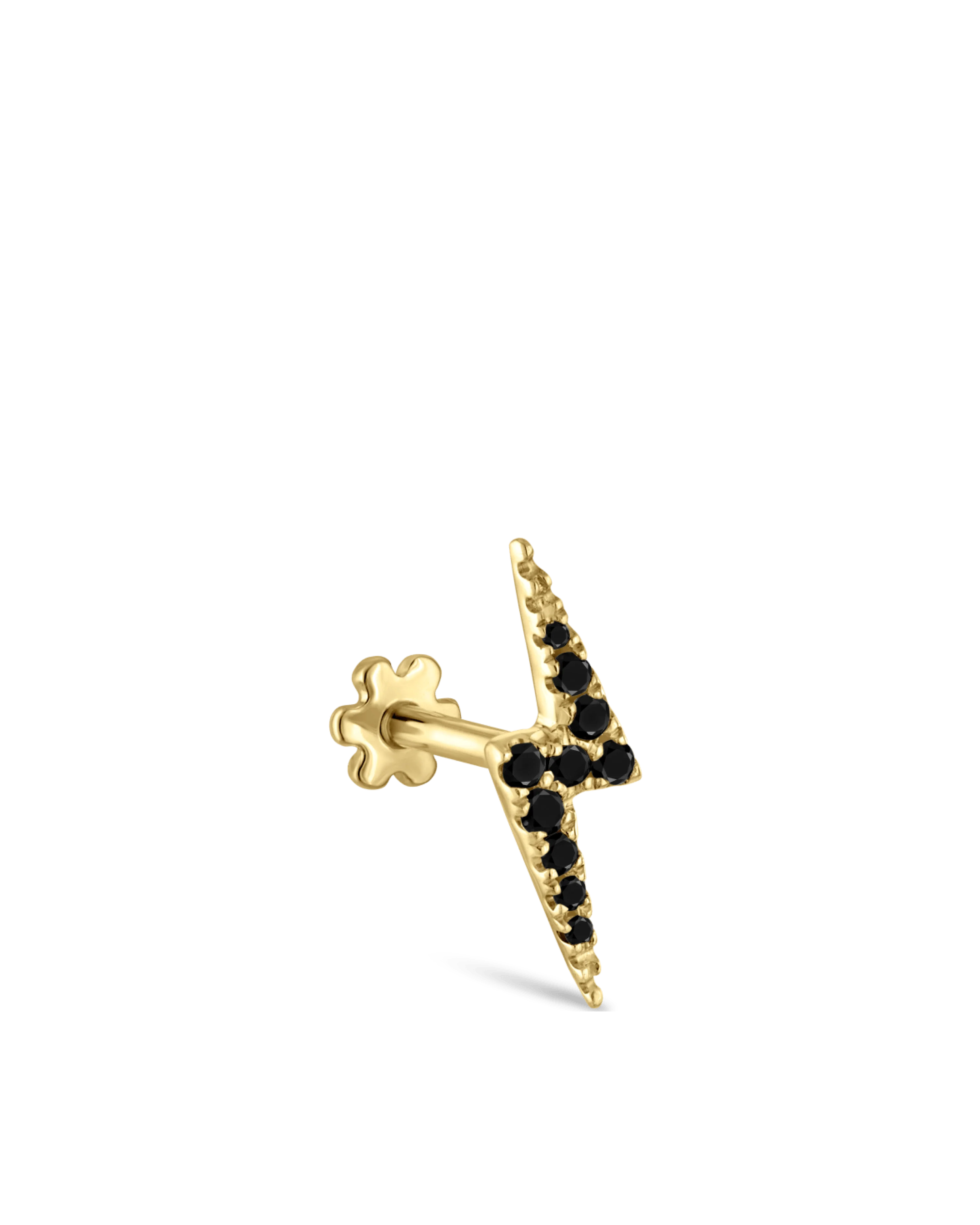 Black Diamond Lightning Bolt Threaded Stud Earring - Image 7