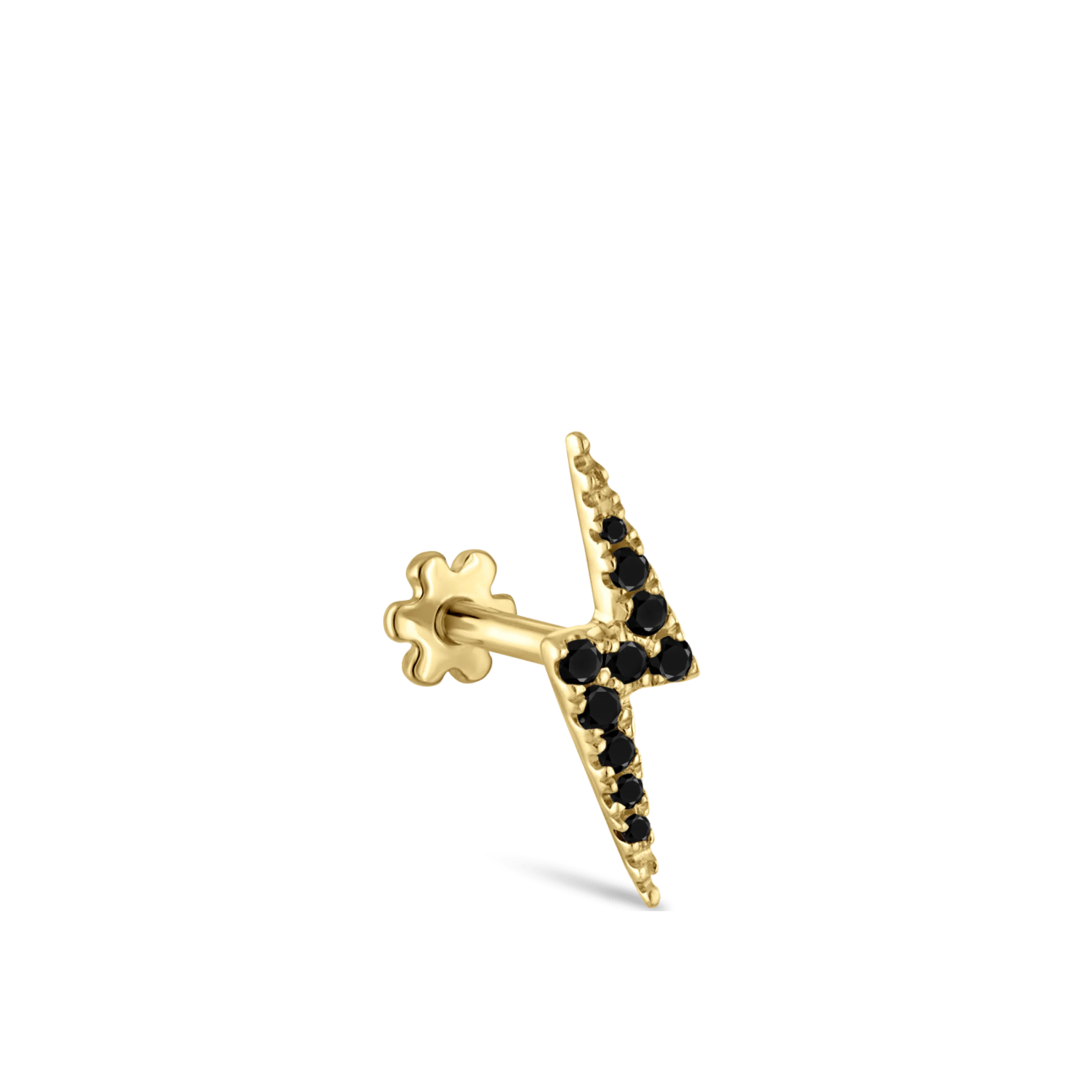 Black Diamond Lightning Bolt Threaded Stud Earring - Image 6