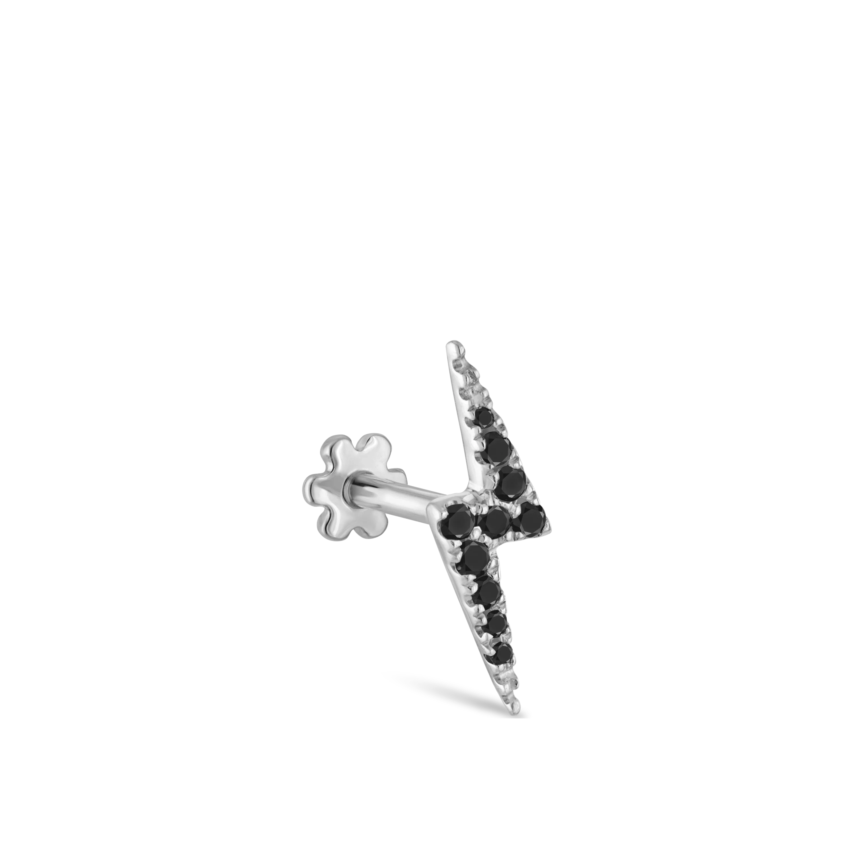 Black Diamond Lightning Bolt Threaded Stud Earring With Titanium Backing - Image 18