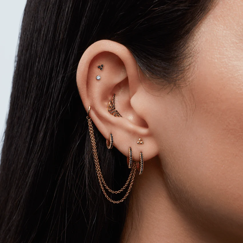 Black Diamond Trinity Threaded Stud Earring - Image 11