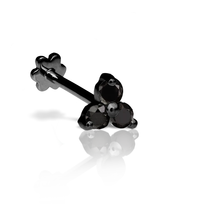Black Diamond Trinity Threaded Stud Earring - Image 18