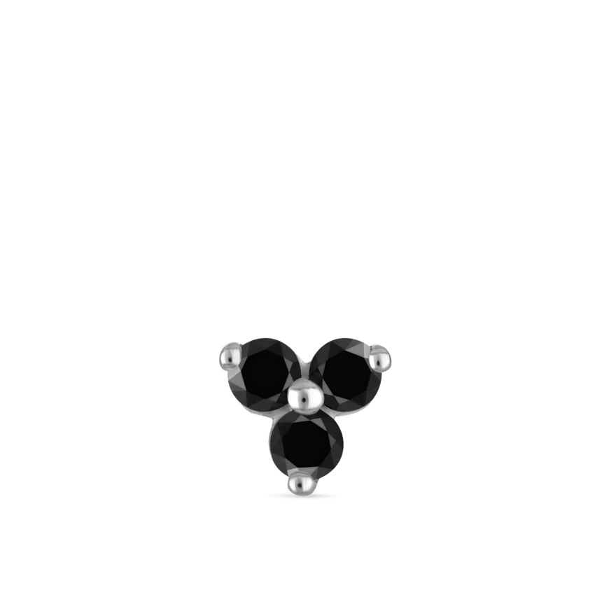 Black Diamond Trinity Threaded Stud Earring - Image 7
