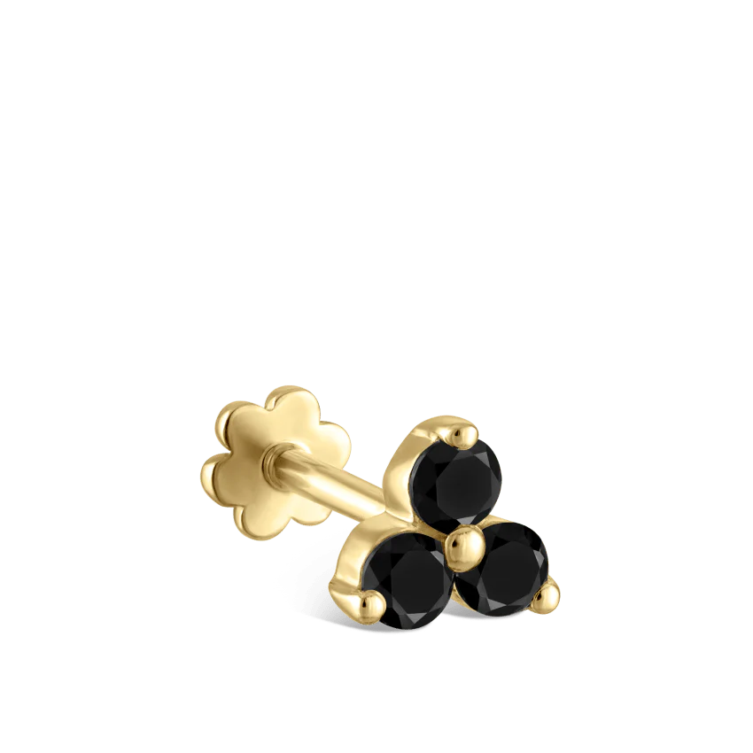 Black Diamond Trinity Threaded Stud Earring - Image 8