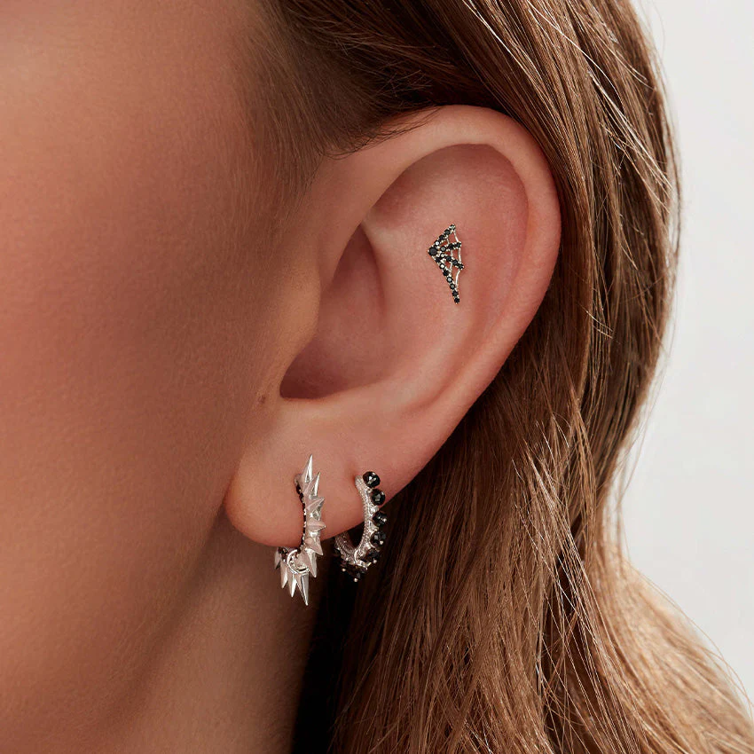 Black Diamond Web Threaded Stud Earring With Titanium Backing - Image 22