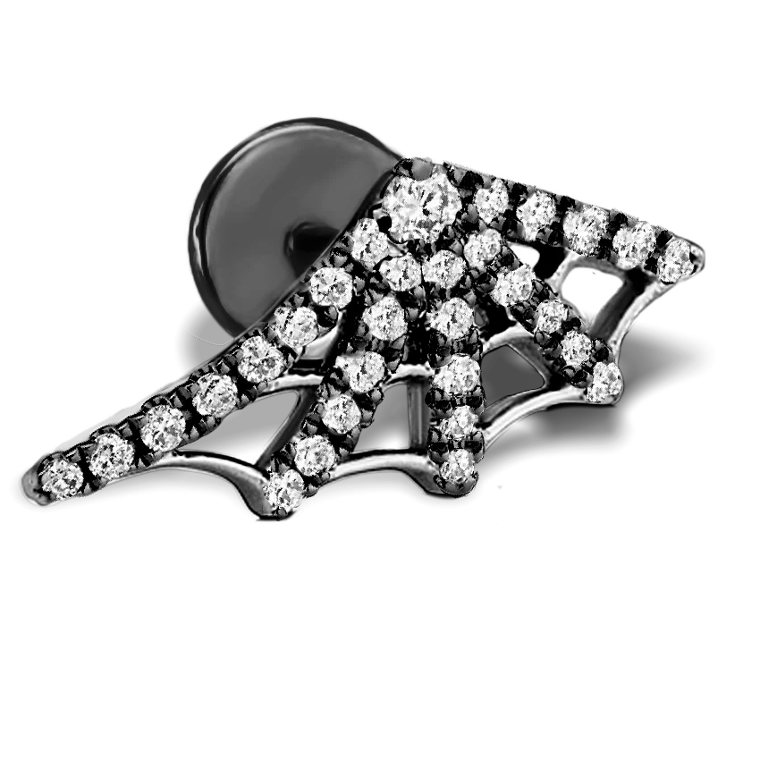 Black Diamond Web Threaded Stud Earring With Titanium Backing - Image 30