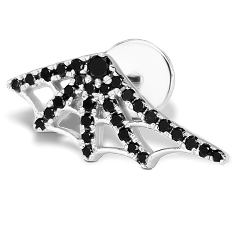 Black Diamond Web Threaded Stud Earring With Titanium Backing - Image 8