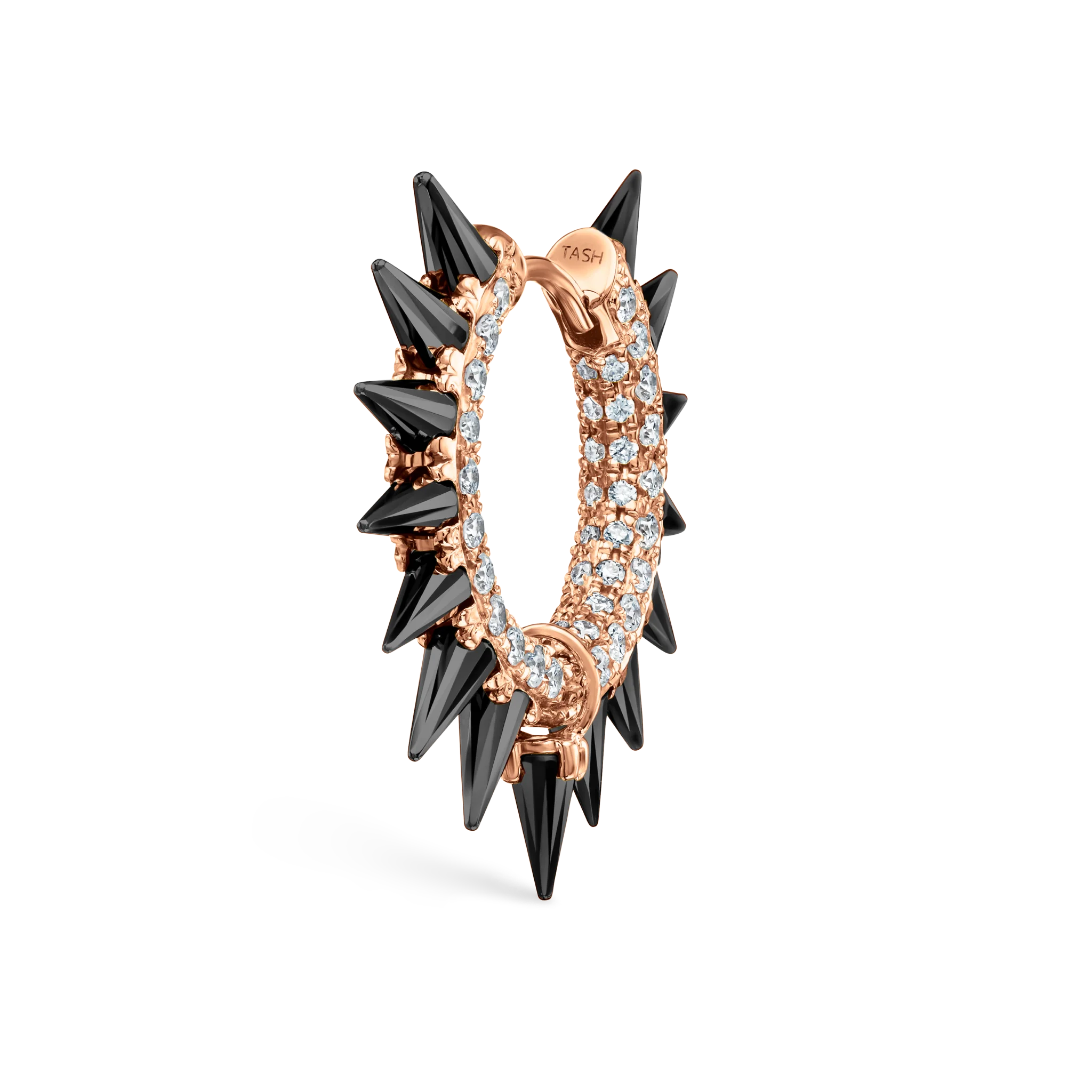 Black Moissanite Mohawk and Diamond Pavé Hoop Earring - Image 106