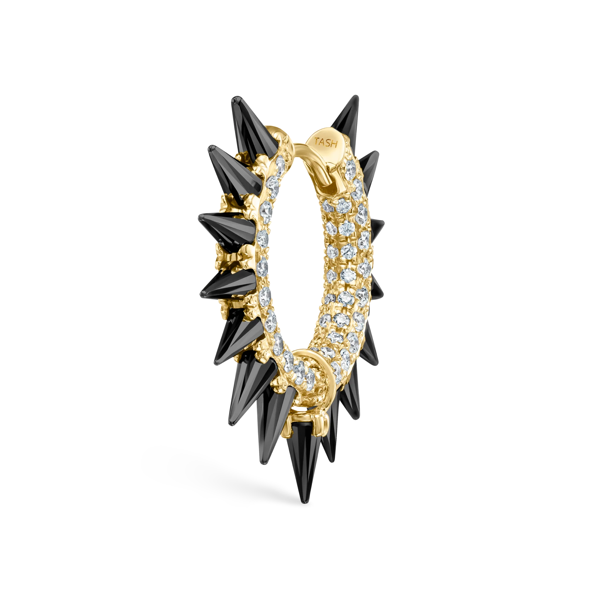 Black Moissanite Mohawk and Diamond Pavé Hoop Earring - Image 108