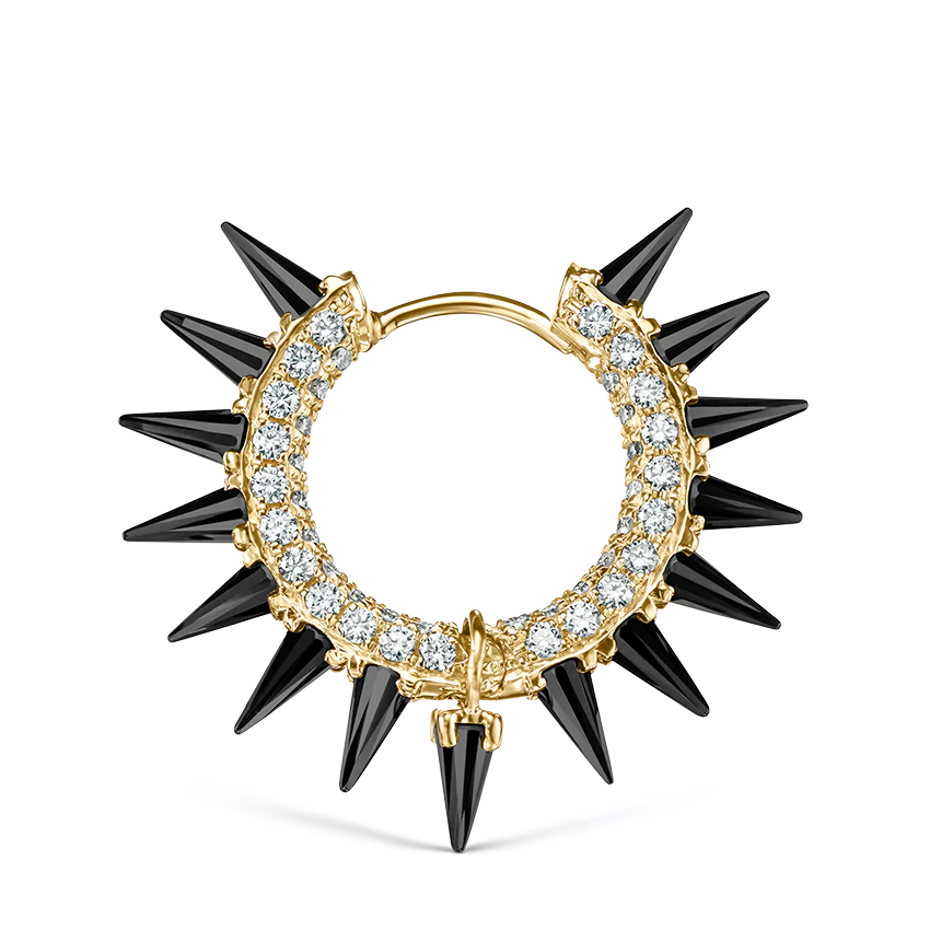 Black Moissanite Mohawk and Diamond Pavé Hoop Earring - Image 42