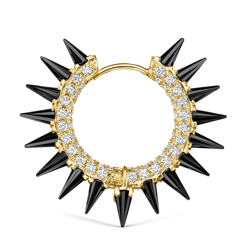 Black Moissanite Mohawk and Diamond Pavé Hoop Earring - Image 49