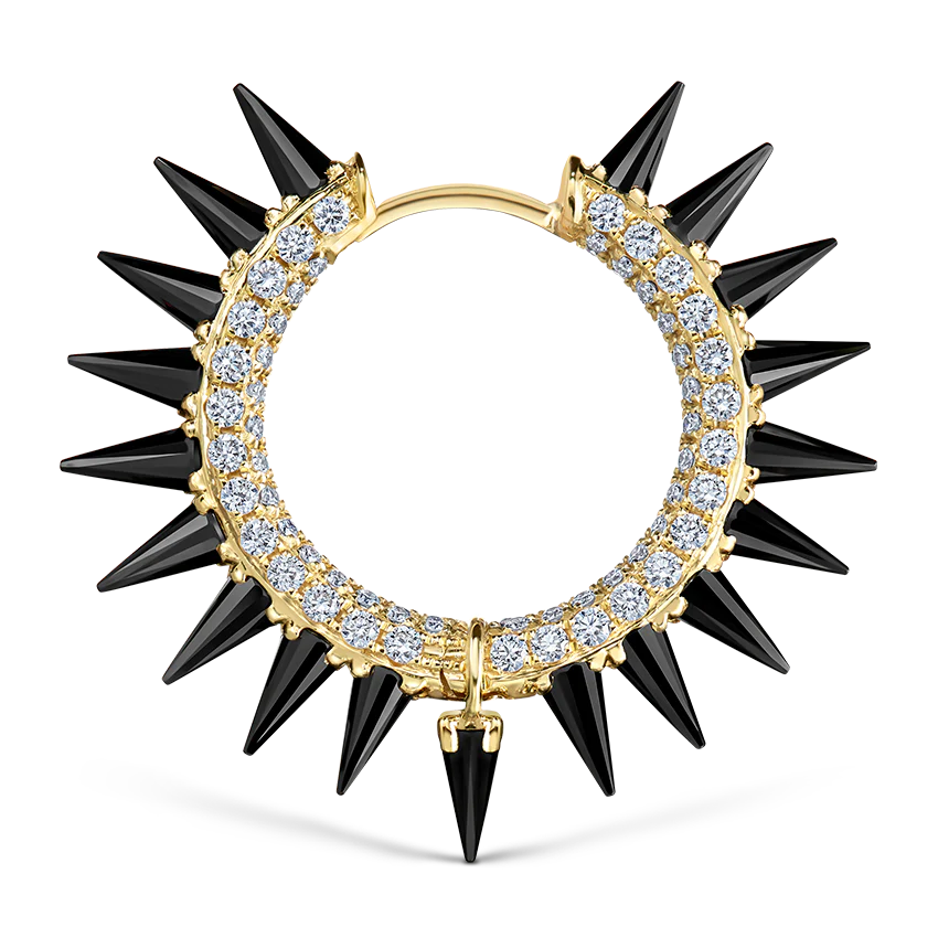 Black Moissanite Mohawk and Diamond Pavé Hoop Earring - Image 56