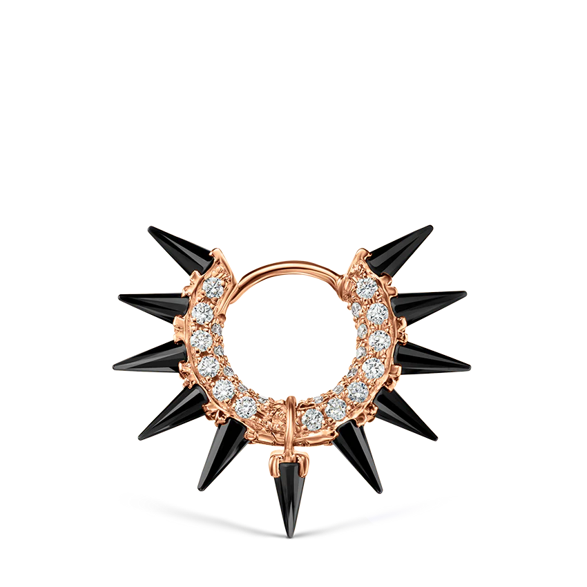 Black Moissanite Mohawk and Diamond Pavé Hoop Earring - Image 63