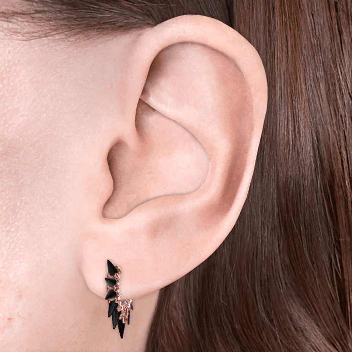 Black Moissanite Mohawk and Diamond Pavé Hoop Earring - Image 65