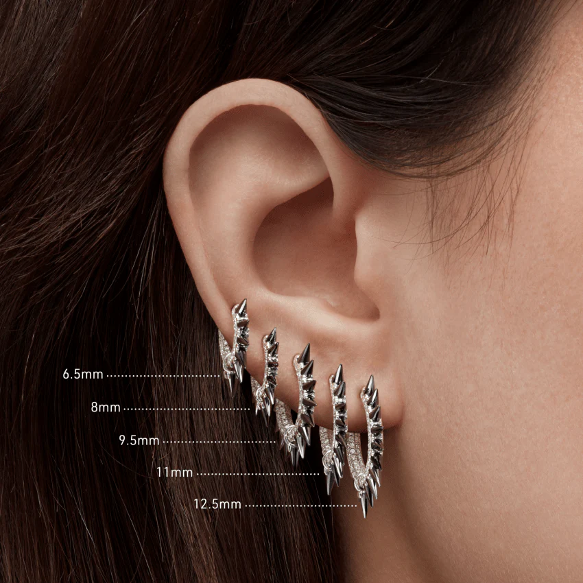 Black Moissanite Mohawk and Diamond Pavé Hoop Earring - Image 71