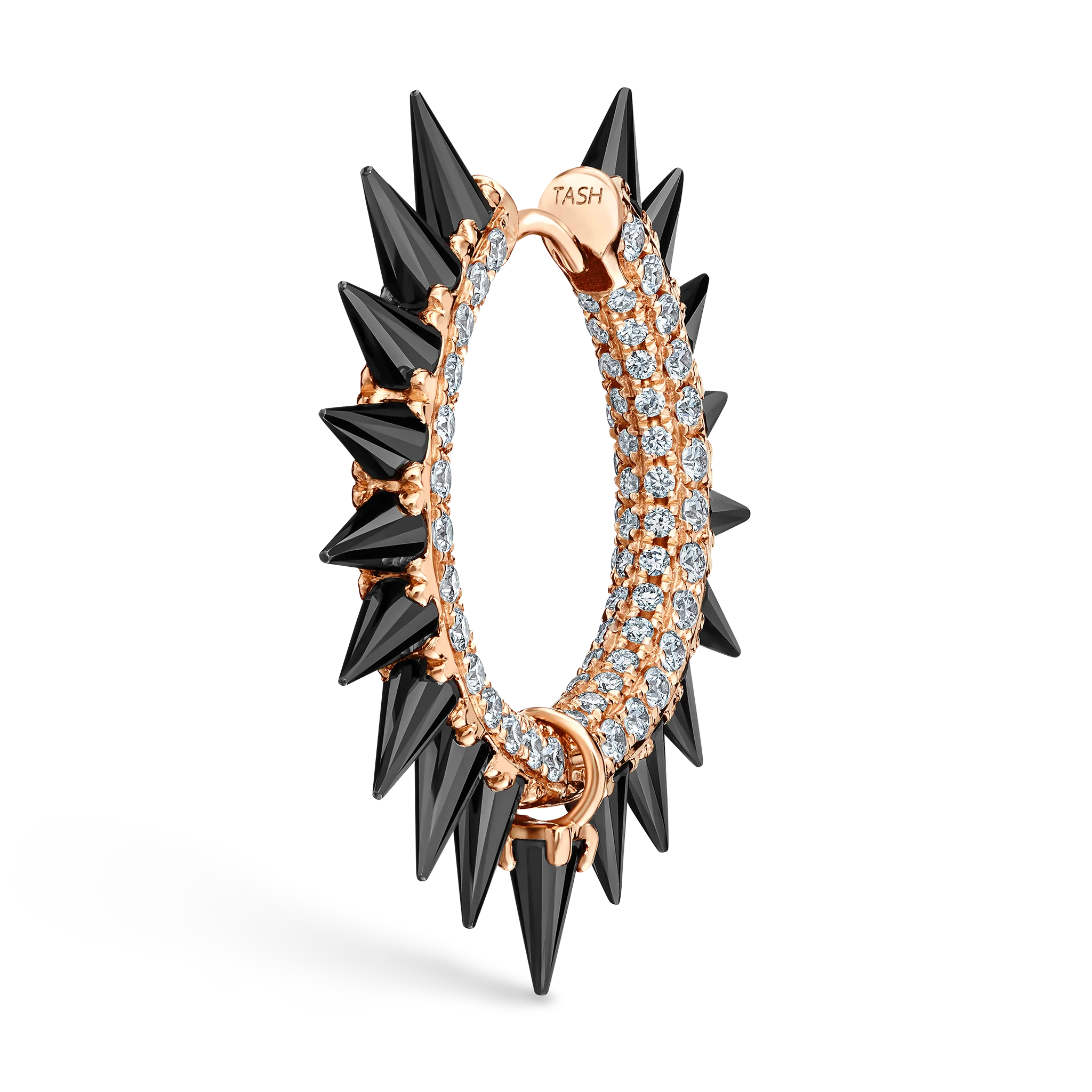 Black Moissanite Mohawk and Diamond Pavé Hoop Earring - Image 97