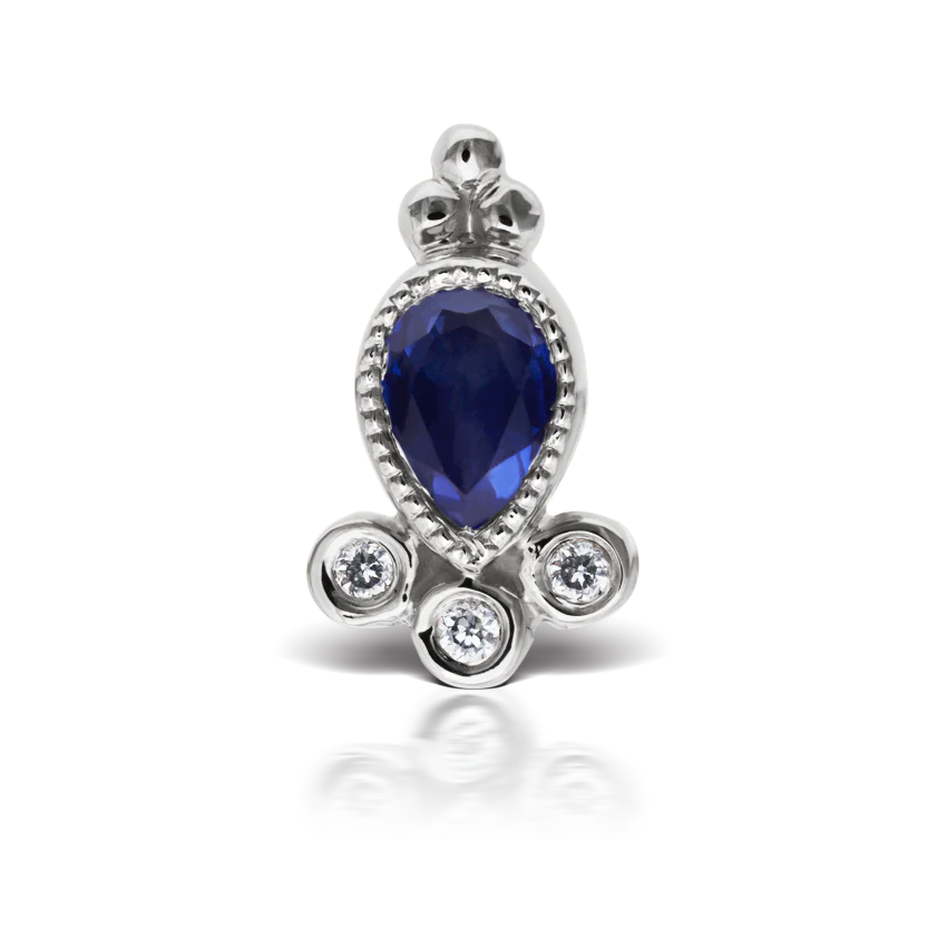 Blue Sapphire and Diamond Delia Threaded Stud Earring With Titanium Backing - Image 2