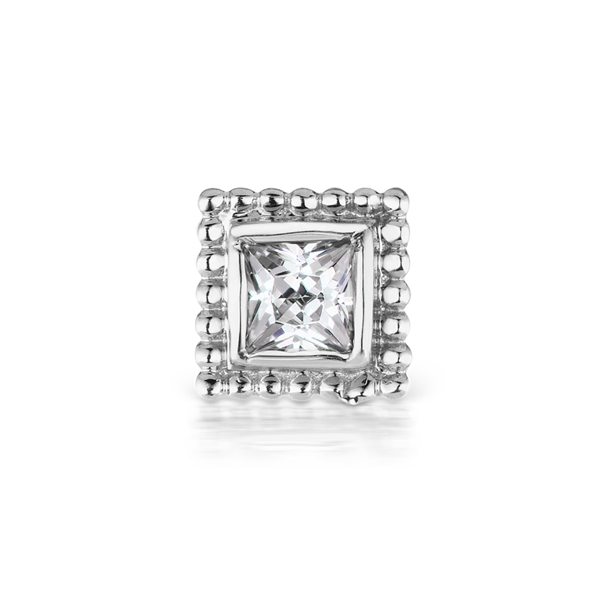 Cubic Zirconia Broken Braid Threaded Stud Earring With Titanium Backing - Image 3