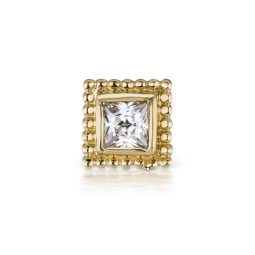Cubic Zirconia Broken Braid Threaded Stud Earring With Titanium Backing - Image 6