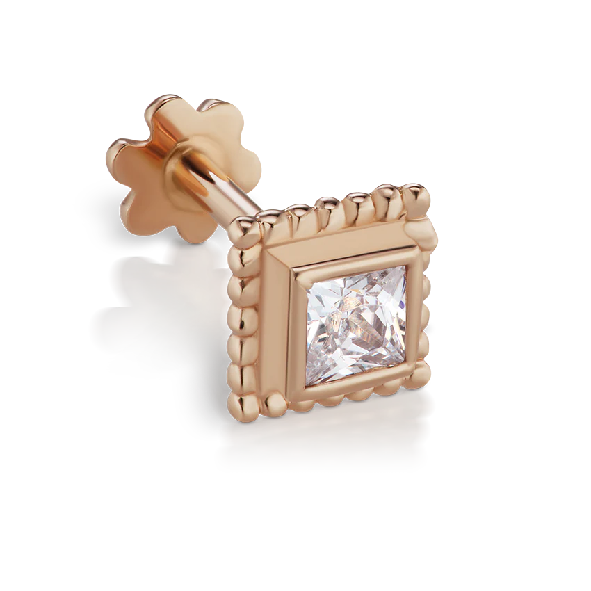 Cubic Zirconia Broken Braid Threaded Stud Earring With Titanium Backing - Image 8