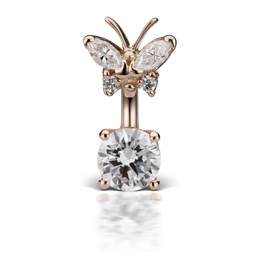 Cubic Zirconia Butterfly and 6mm Solitaire Barbell - Image 13