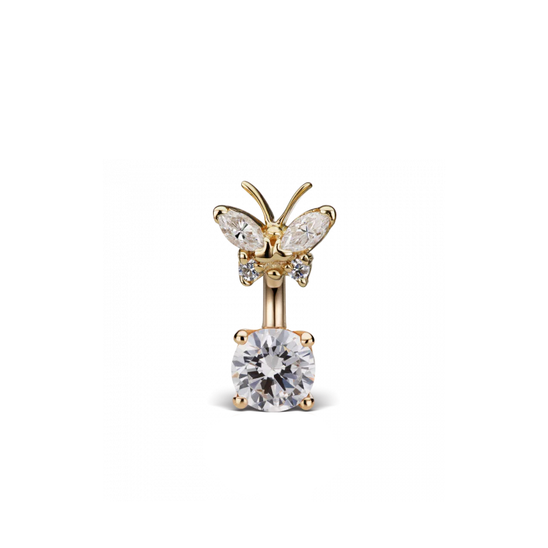 Cubic Zirconia Butterfly and 6mm Solitaire Barbell - Image 15