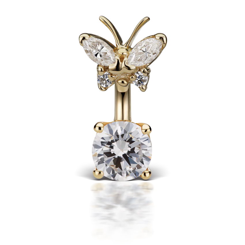 Cubic Zirconia Butterfly and 6mm Solitaire Barbell - Image 7