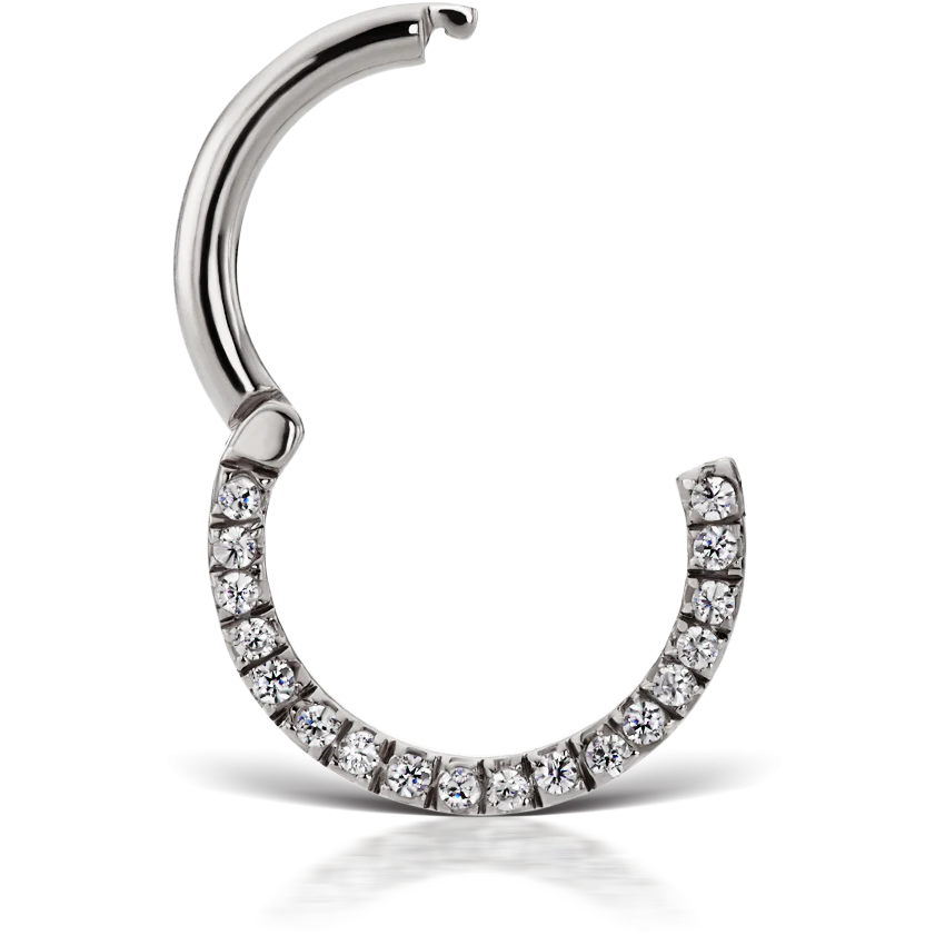 Cubic Zirconia Horizontal Eternity Hoop Earring - Image 3