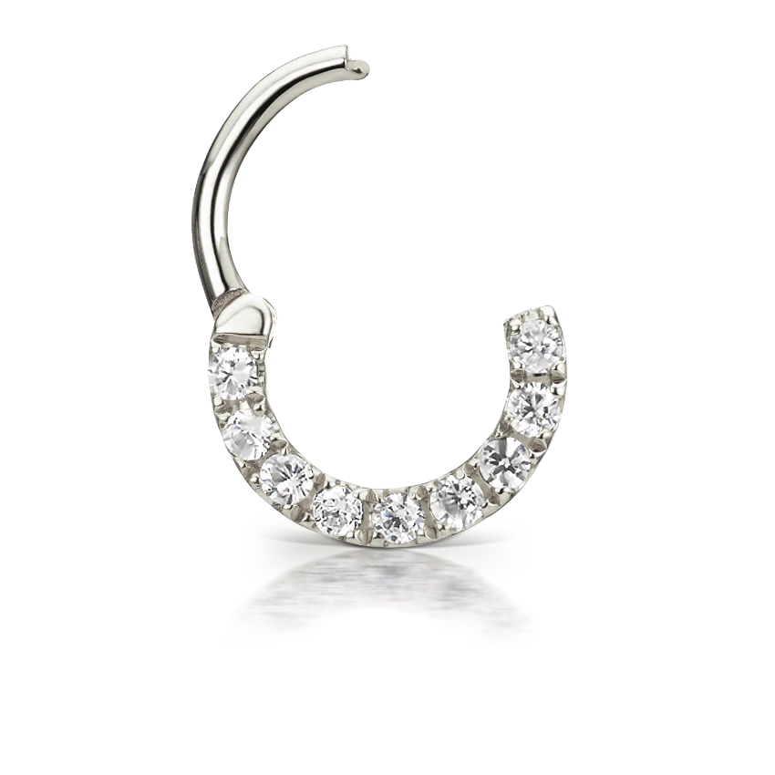 Cubic Zirconia Horizontal Eternity Hoop Earring - Image 5