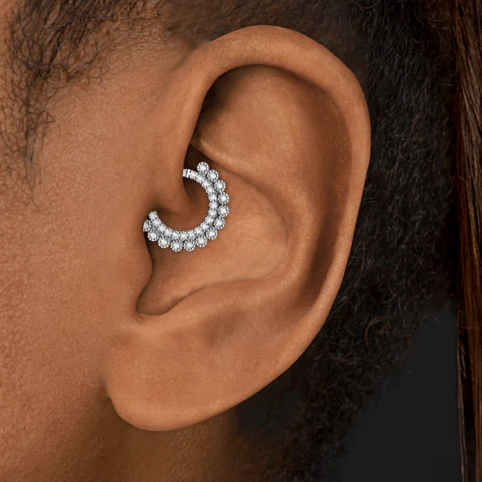 Cubic Zirconia Horizontal Eternity Hoop Earring - Image 8