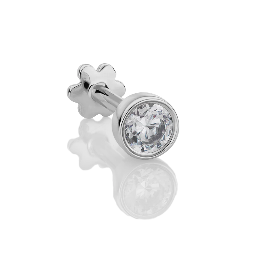 Cubic Zirconia Threaded Stud Earring With Titanium Backing - Image 2