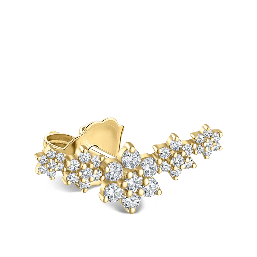 Diamond Five Flower Garland Stud Earring - Image 5