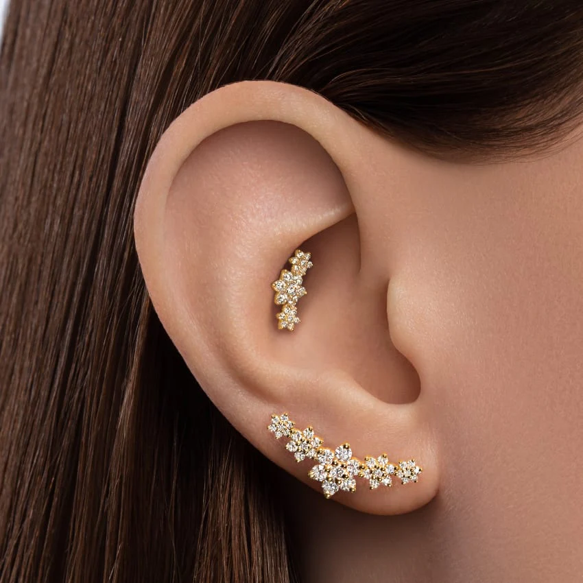Diamond Five Flower Garland Stud Earring - Image 6