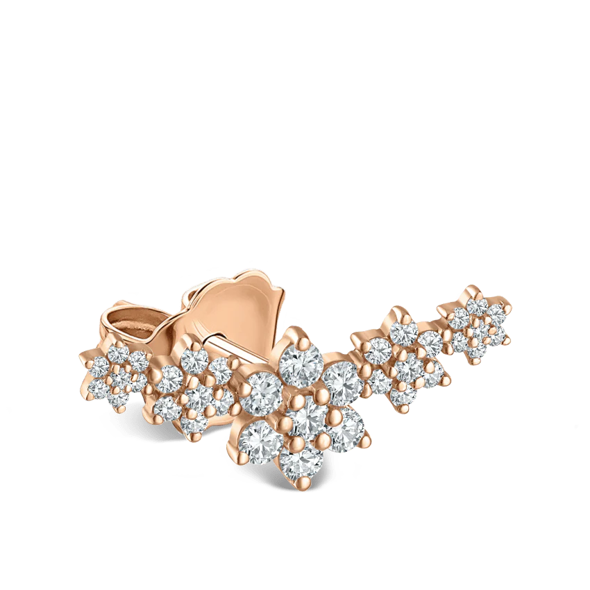 Diamond Five Flower Garland Stud Earring - Image 8
