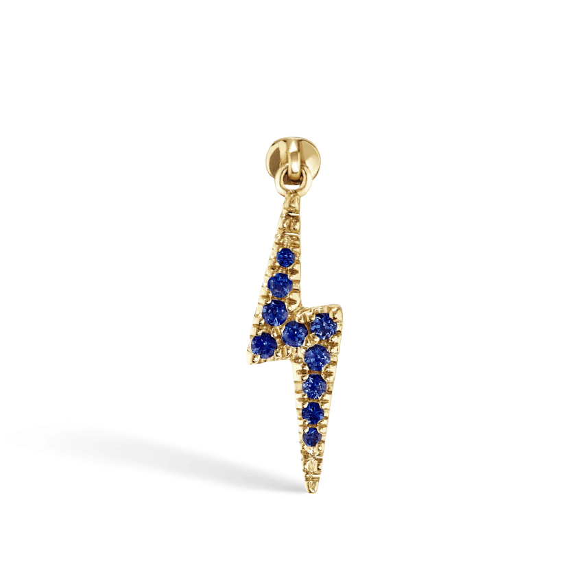 Diamond and Sapphire Lightning Bolt Threaded Charm Earring - Image 13