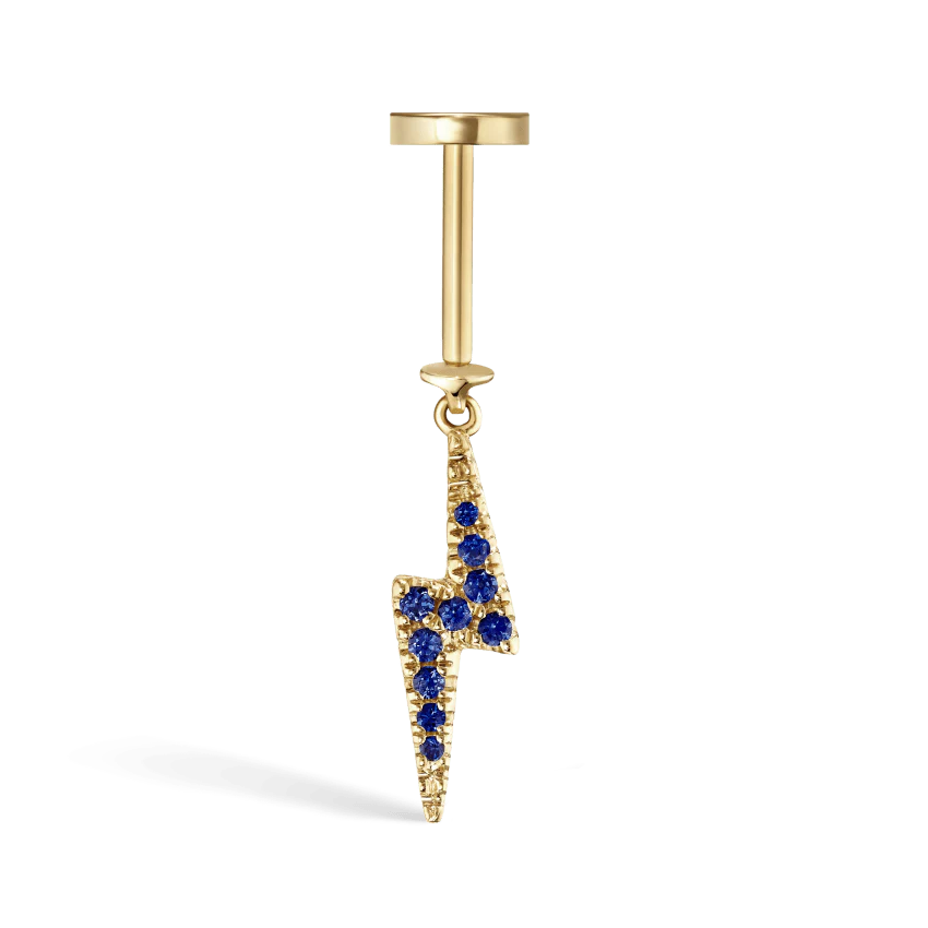Diamond and Sapphire Lightning Bolt Threaded Charm Earring - Image 15