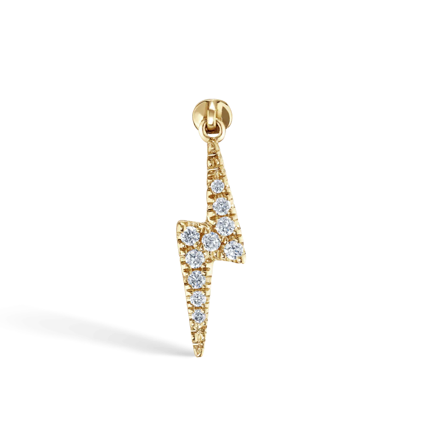 Diamond and Sapphire Lightning Bolt Threaded Charm Earring - Image 12