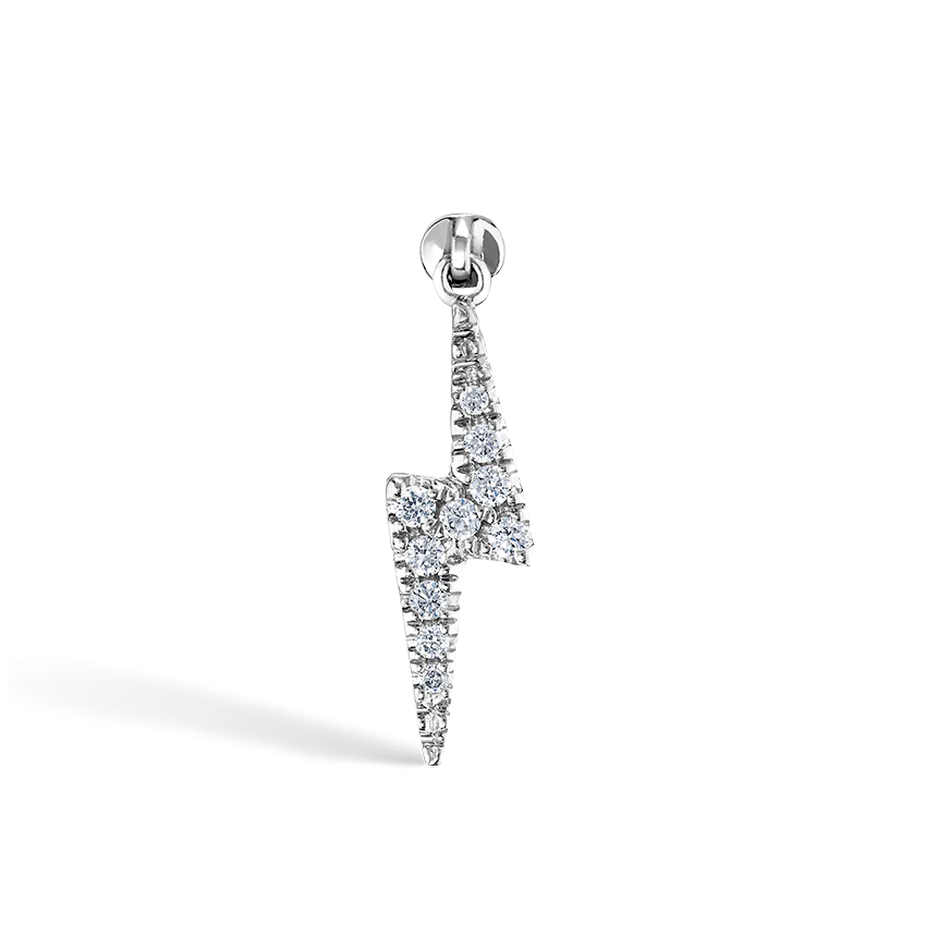 Diamond and Sapphire Lightning Bolt Threaded Charm Earring - Image 4