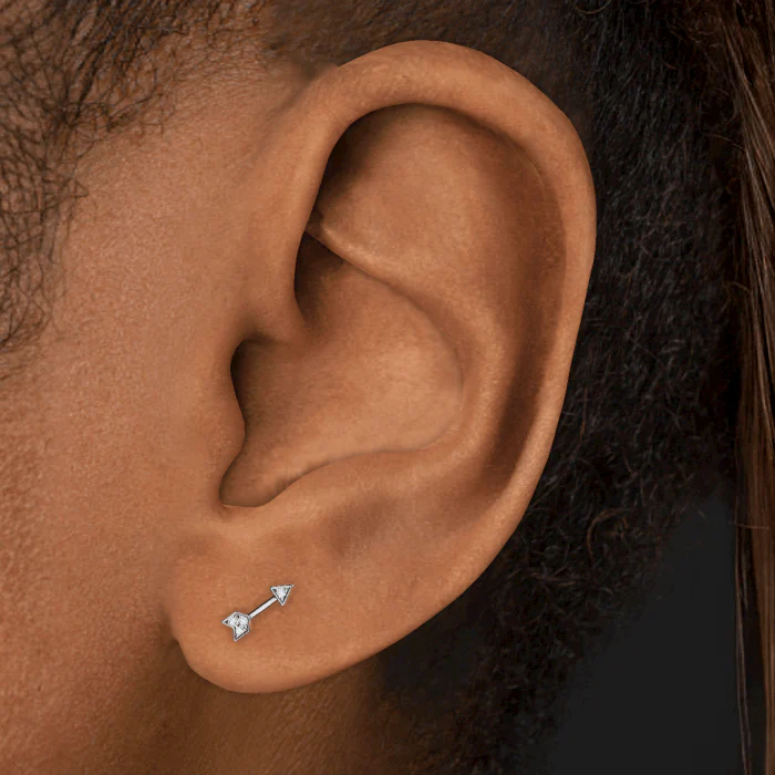 Diamond Arrow Threaded Stud Earring - Image 5