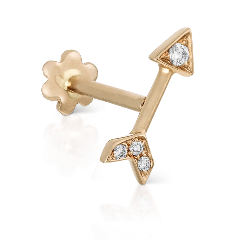 Diamond Arrow Threaded Stud Earring - Image 7