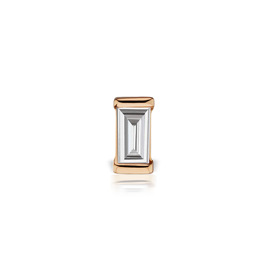 Diamond Baguette Threaded Stud Earring - Image 13