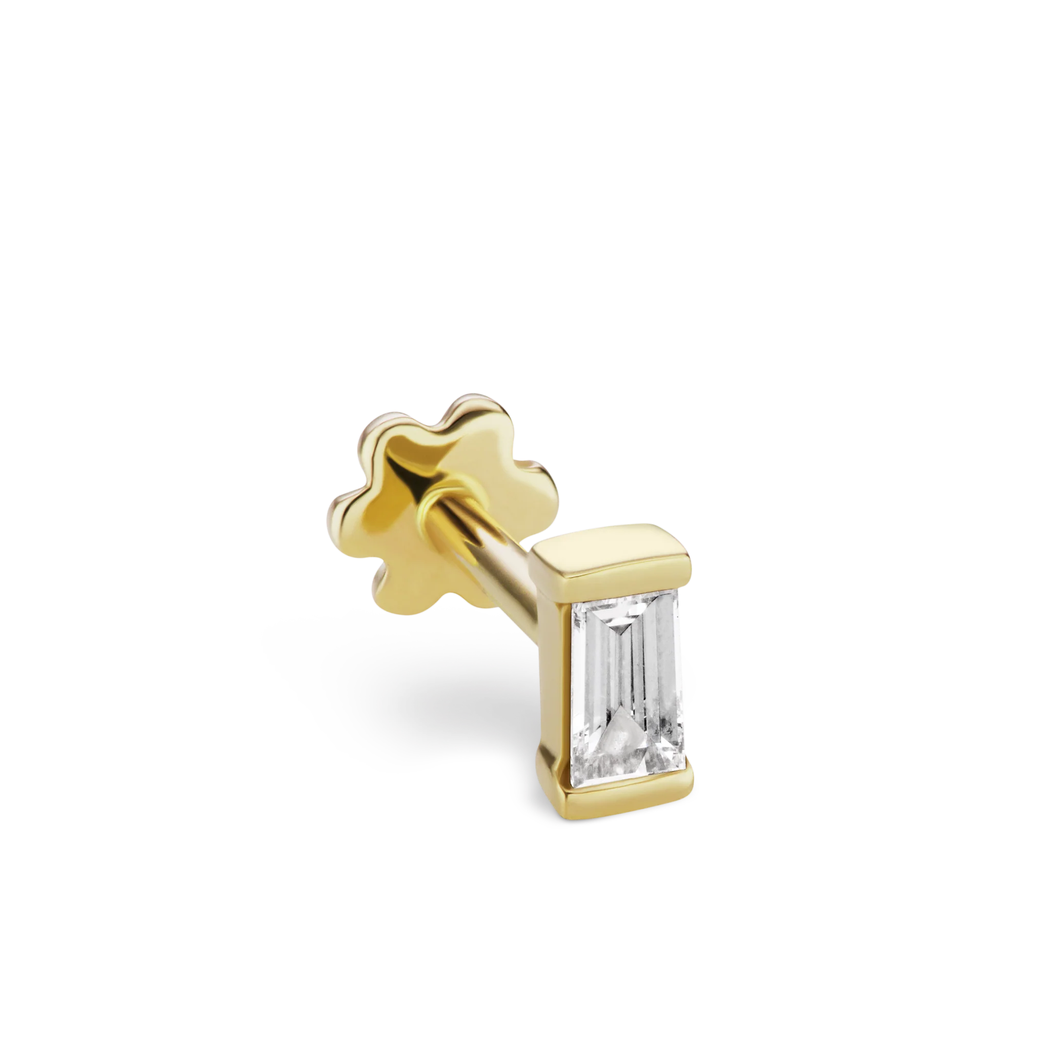 Diamond Baguette Threaded Stud Earring - Image 17