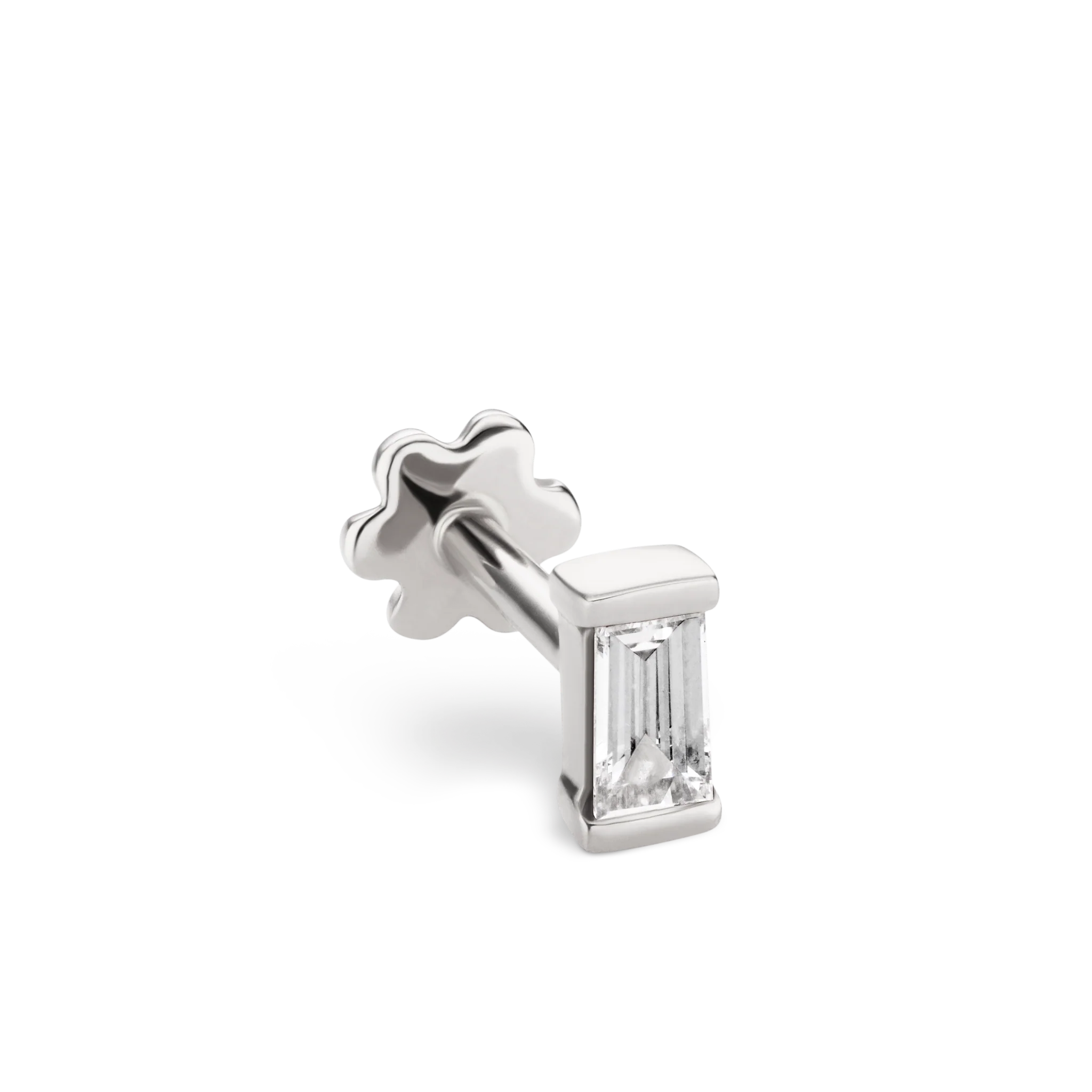 Diamond Baguette Threaded Stud Earring - Image 18