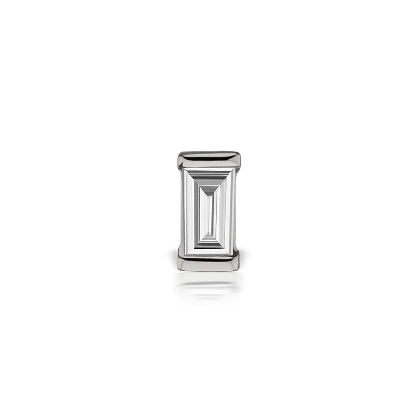 Diamond Baguette Threaded Stud Earring - Image 3
