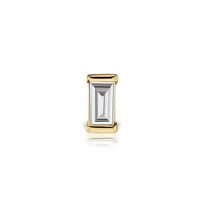 Diamond Baguette Threaded Stud Earring - Image 8