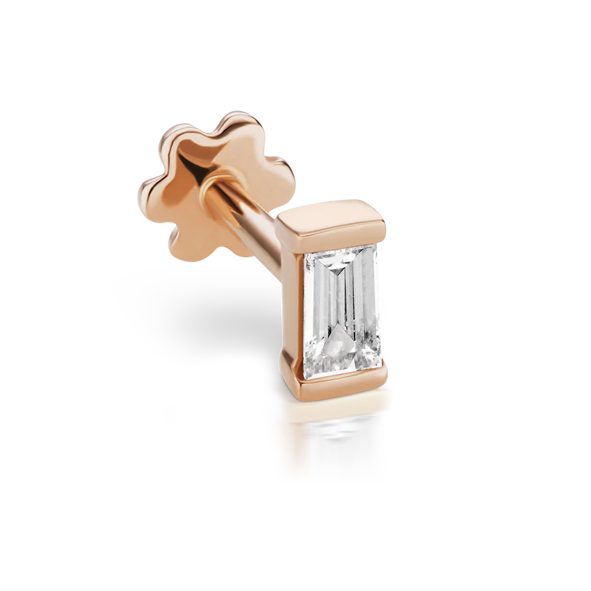 Diamond Baguette Threaded Stud Earring With Titanium Backing - Image 12