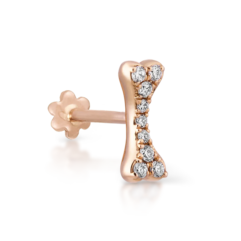 Diamond Bone Threaded Stud Earring With Titanium Backing - Image 5